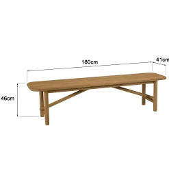 Ensemble table et bancs en teck recyclé ORIA