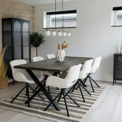 Ensemble table et chaises bouclette blanche (lot de 7 pièces) SAVONE