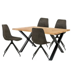 Ensemble table et chaises grises microfibre (lot de 5 pièces) BERLIN