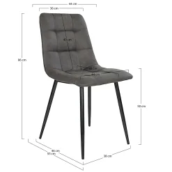 Ensemble table et chaises grises microfibre (lot de 7 pièces) SAVONE
