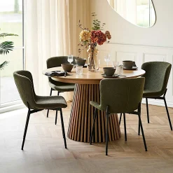Ensemble table et chaises vertes bouclette (lot de 5 pièces) AMSTERDAM