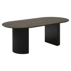 Ens. table ovale décor bois foncé + 6 chaises vertes MATERA