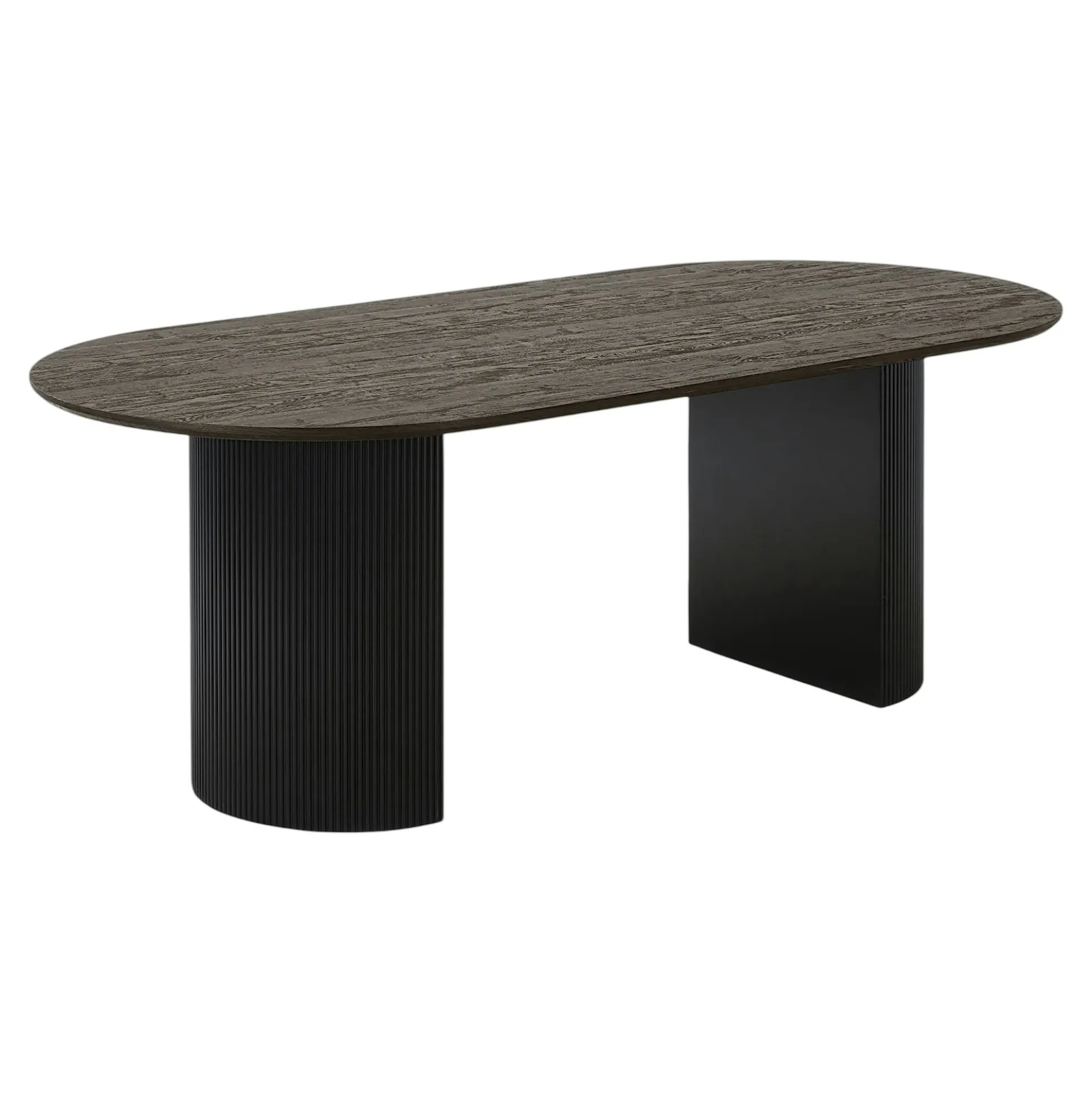Ens. table ovale décor bois foncé + 6 chaises vertes MATERA