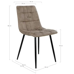 Ens. table ronde blanche + 4 chaises microfibre marron OTTA