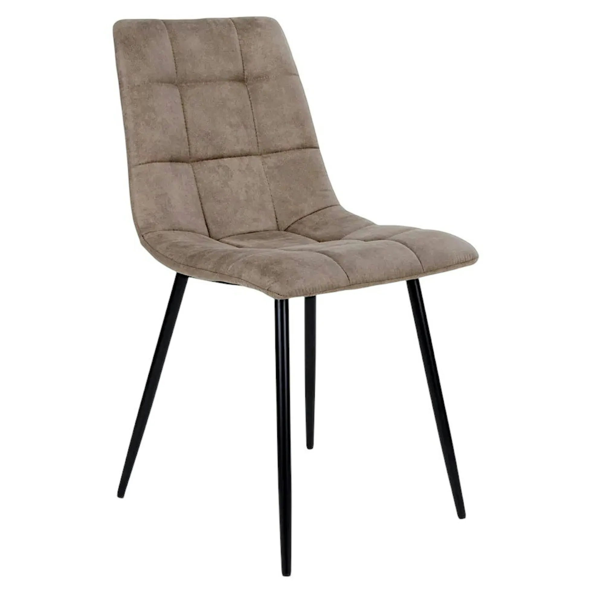 Ens. table ronde blanche + 4 chaises microfibre marron OTTA