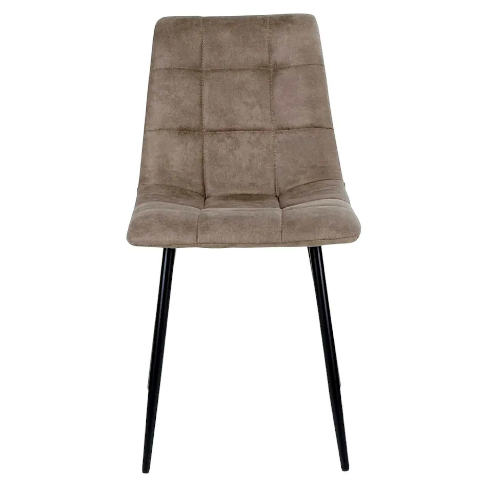 Ens. table ronde blanche + 4 chaises microfibre marron OTTA