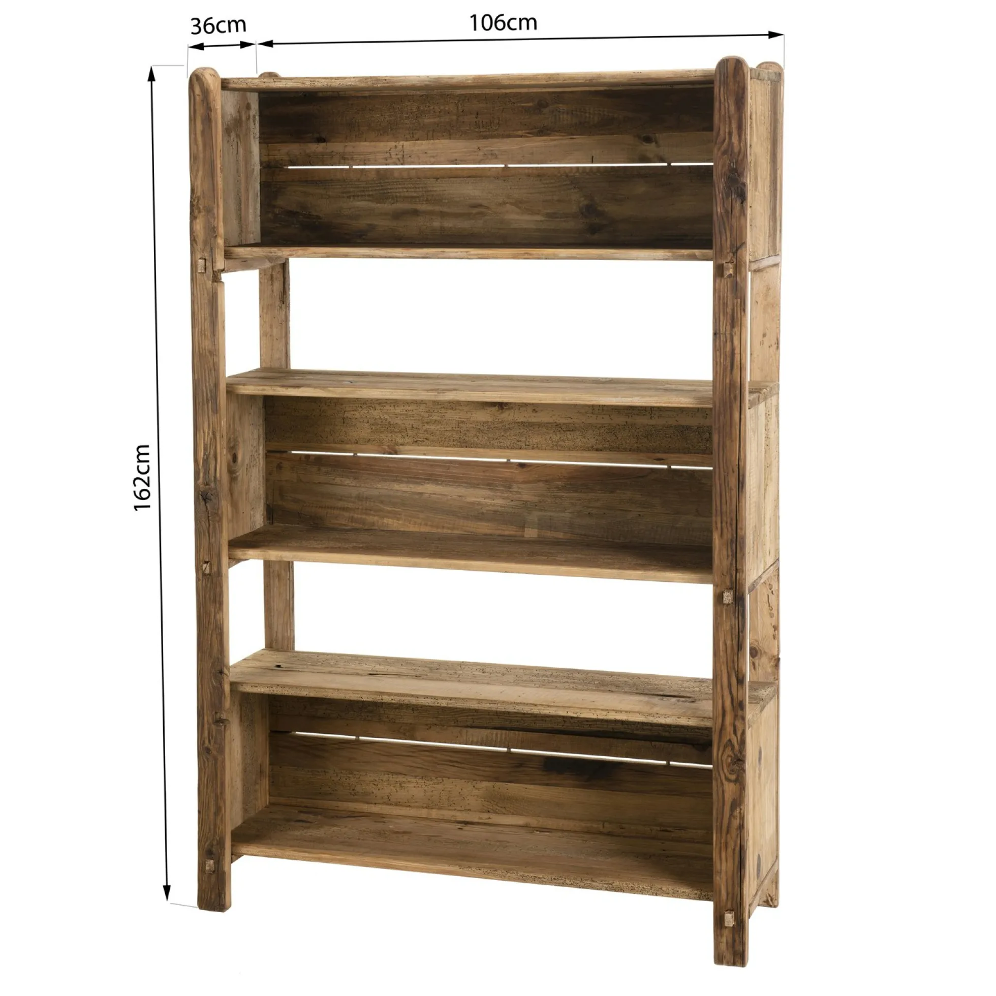 Etagère bibliothèque en bois de pin recyclé 5 niveaux DENVER