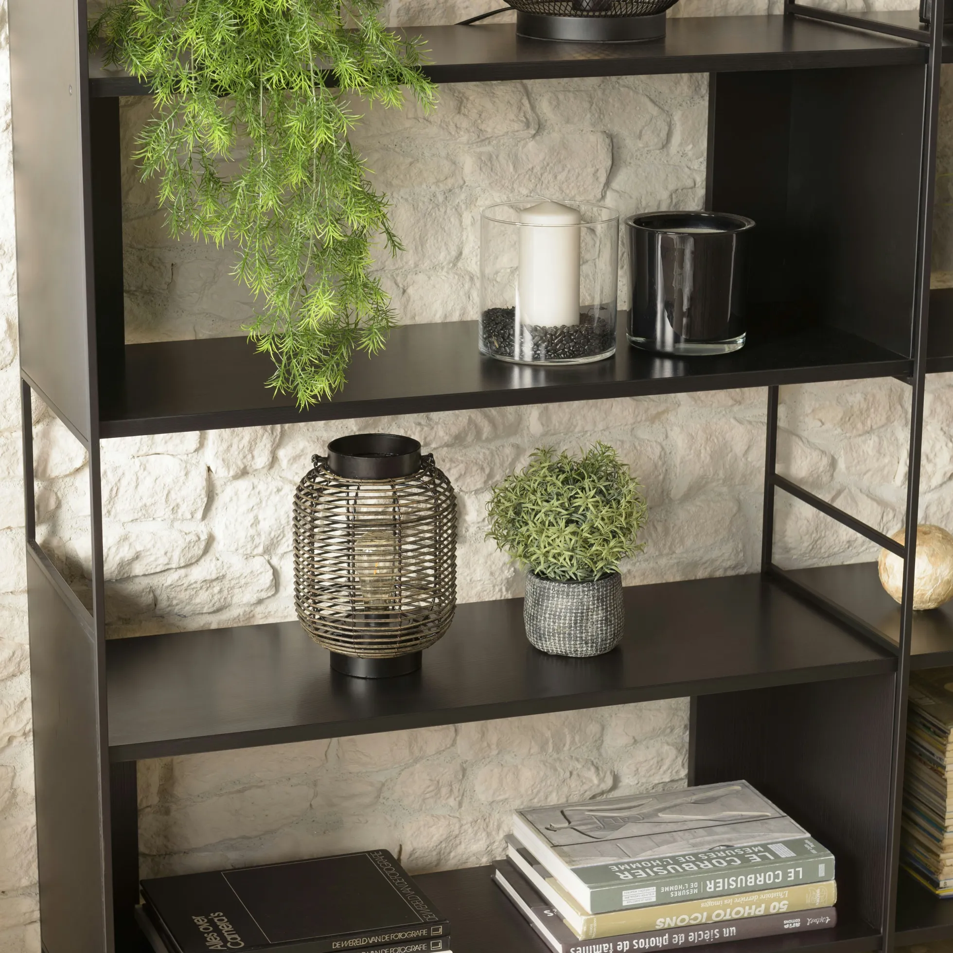 Etagère bois noir et métal 10 niches CORUMBA