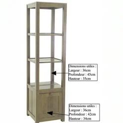 Etagère colonne 1 porte hévéa 162cm GALA