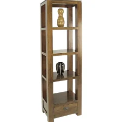 Etagère colonne 1 tiroir bois hévéa massif H190cm HELENA