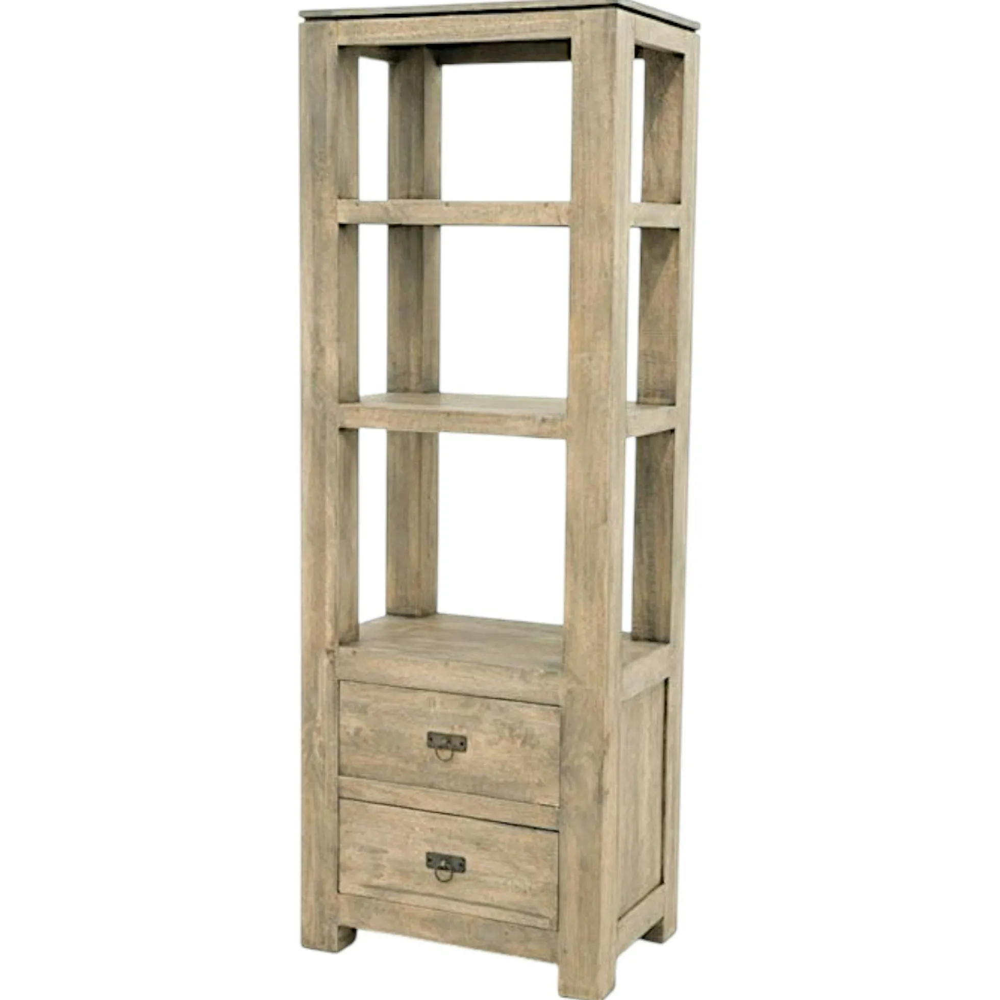 Etagère colonne 2 tirois hévéa massif H170cm HELENA