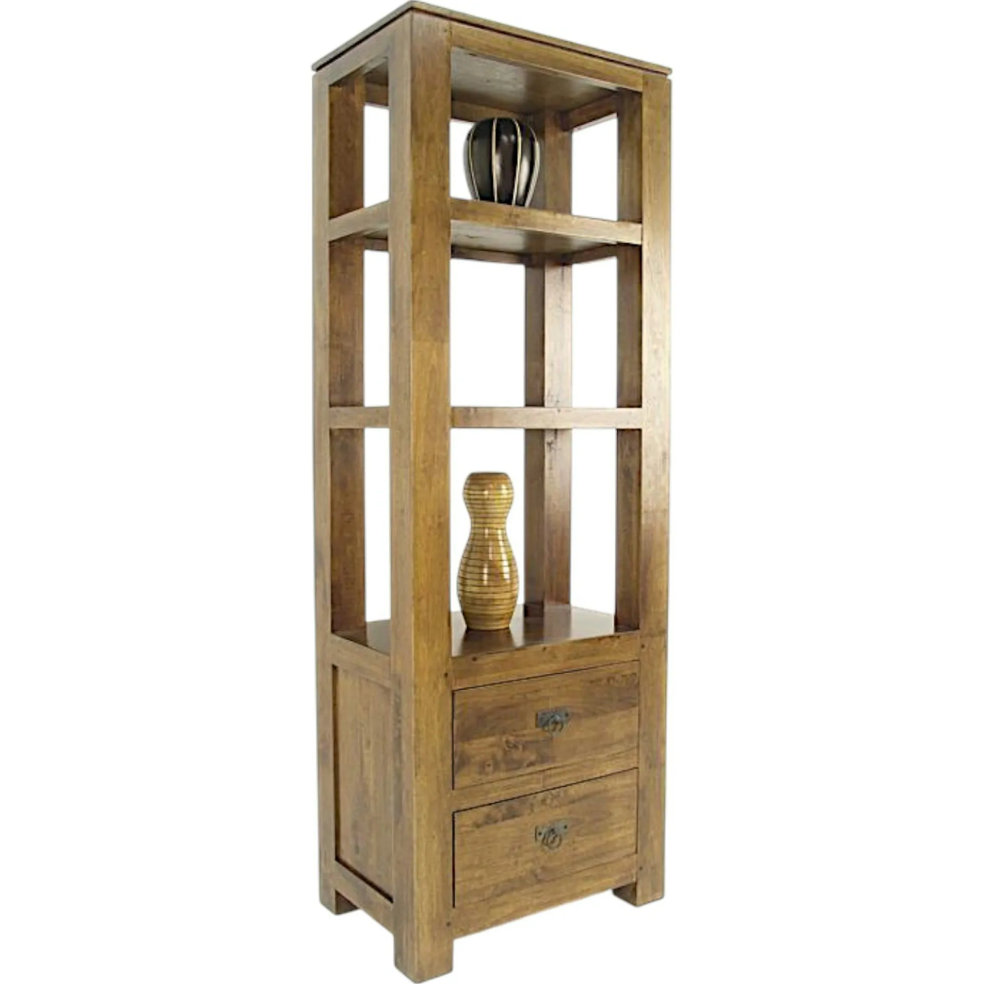 Etagère colonne 2 tirois hévéa massif H170cm HELENA