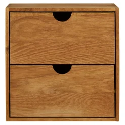 Etagère cube 2 tiroirs bois de chêne 30 cm VARDE
