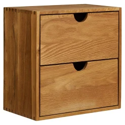 Etagère cube 2 tiroirs bois de chêne 30 cm VARDE