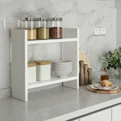 Etagère cuisine blanche à poser - 2 niveaux MARFA