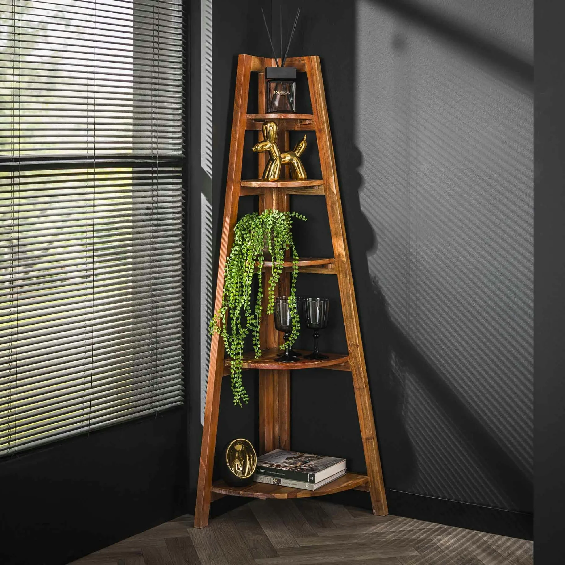 Etagère d'angle en bois d'acacia massif MELBOURNE