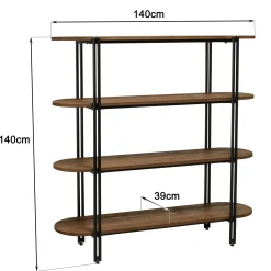 Etagère de rangement en teck et métal 4 niveaux 140 cm SWING