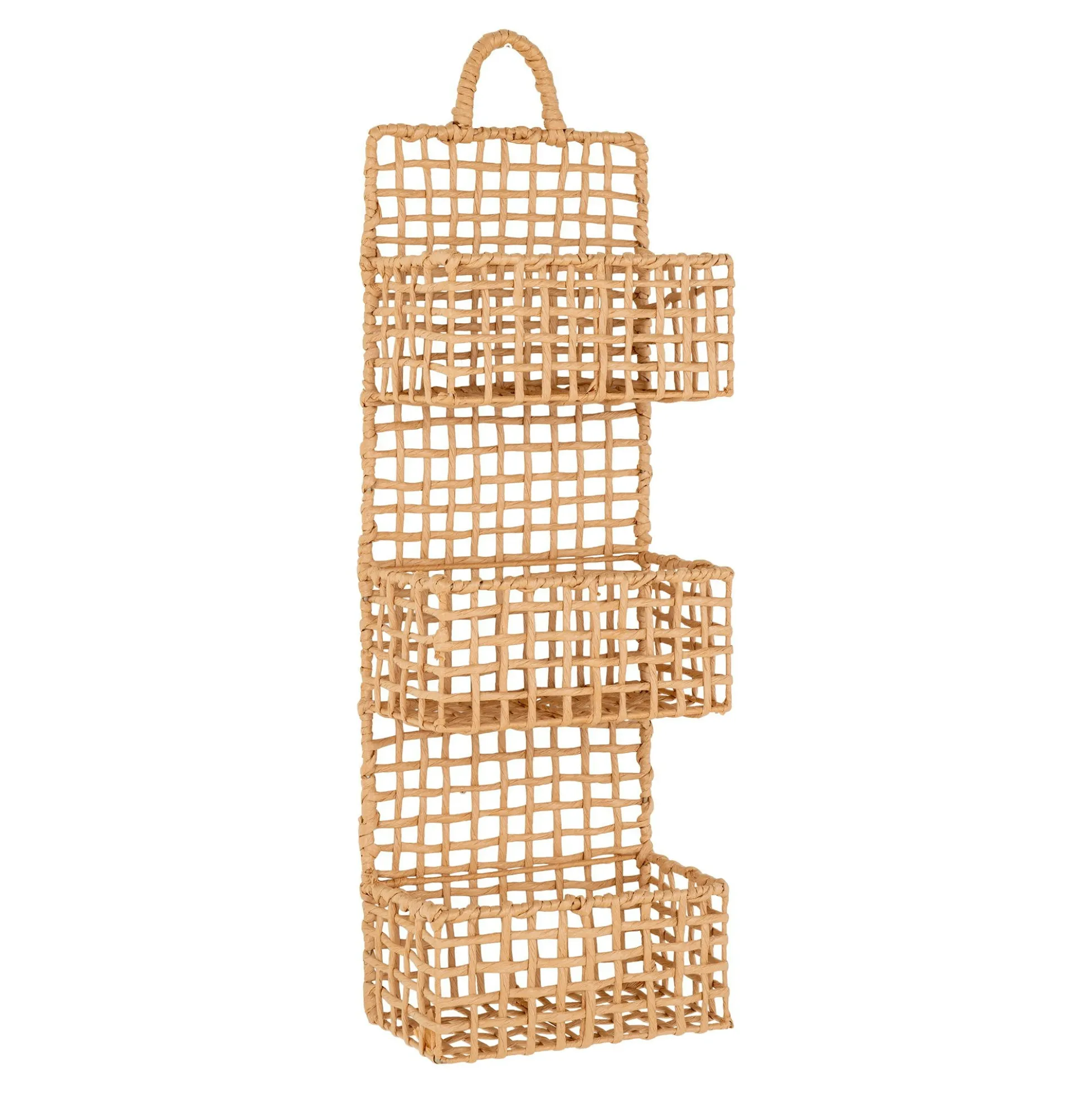 Etagère de rangement verticale en fibres naturelles, 3 paniers TALLINN
