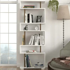 Etagère déstructurée blanche - finition effet noyer MARFA