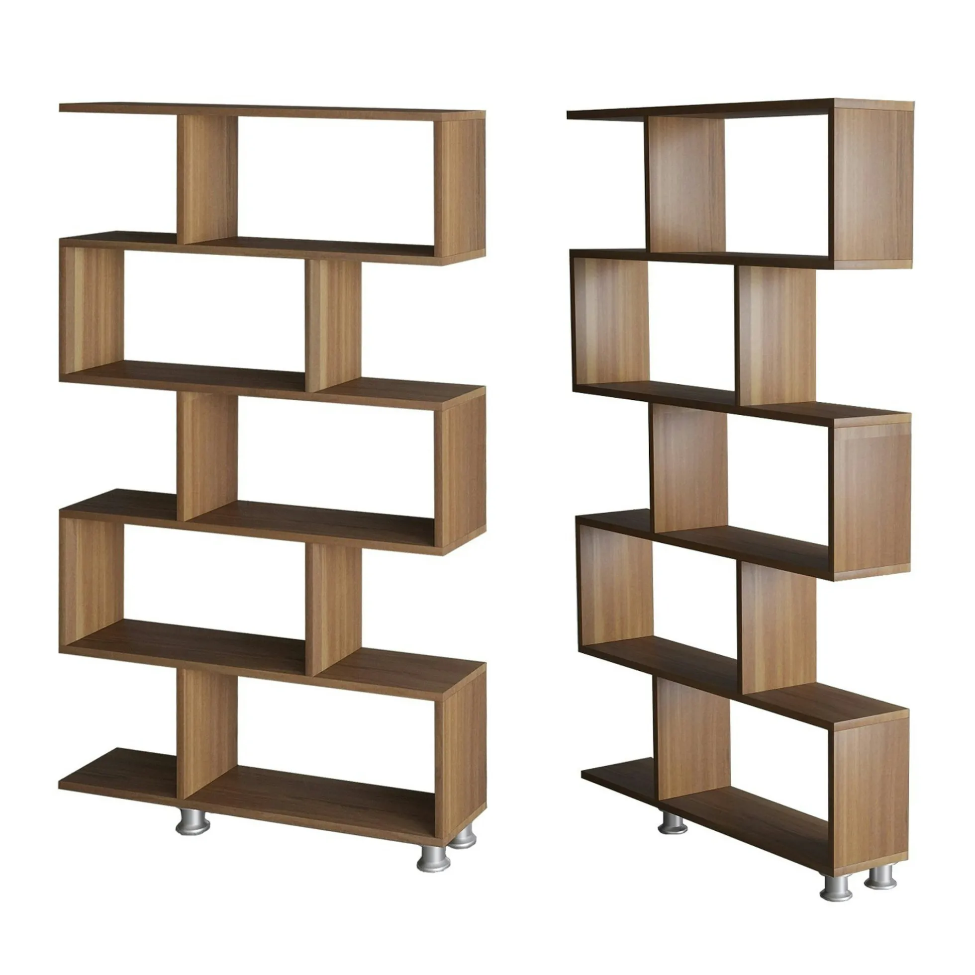 Etagère déstructurée effet bois de noyer - pieds métal JENA