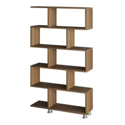 Etagère déstructurée effet bois de noyer - pieds métal JENA