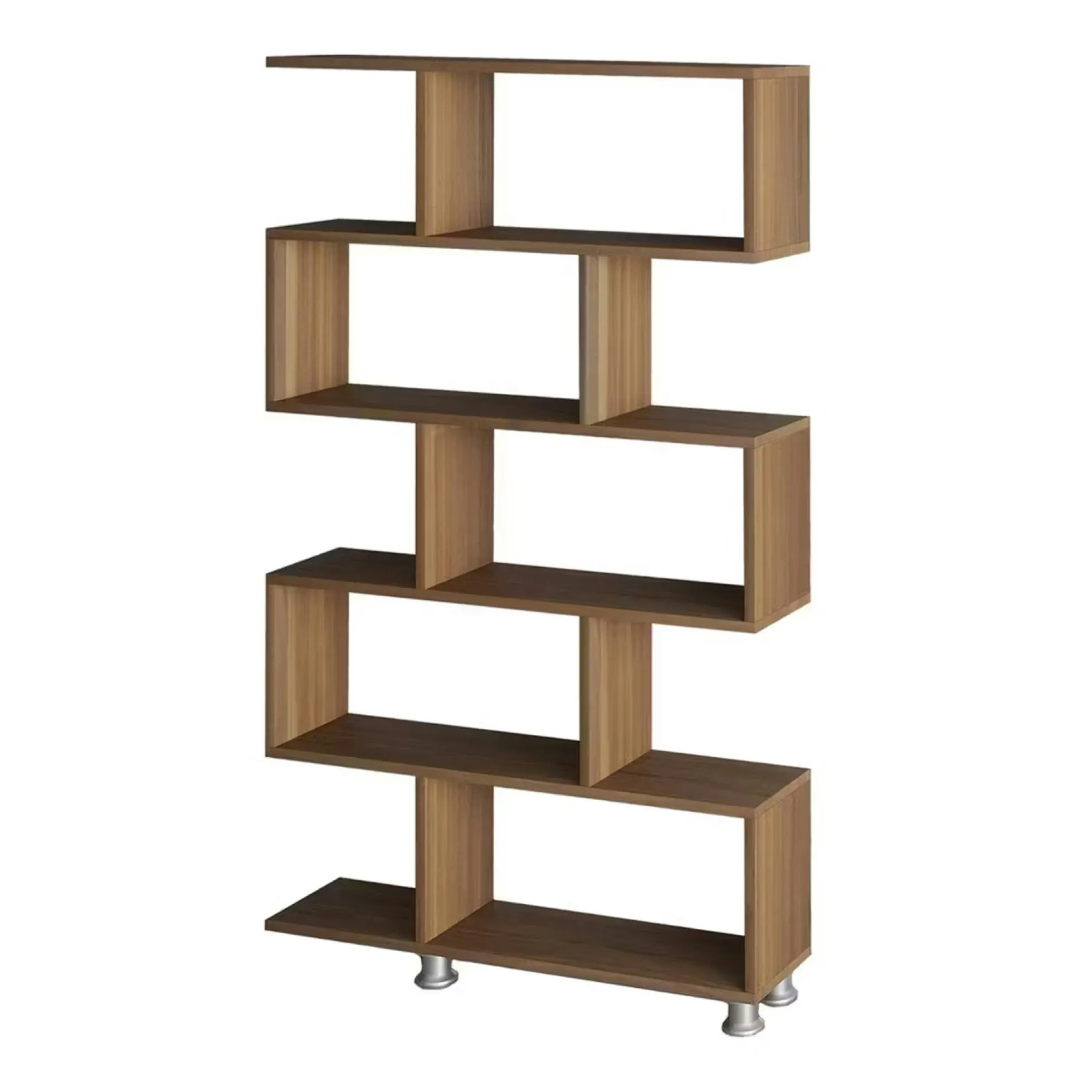 Etagère déstructurée effet bois de noyer - pieds métal JENA