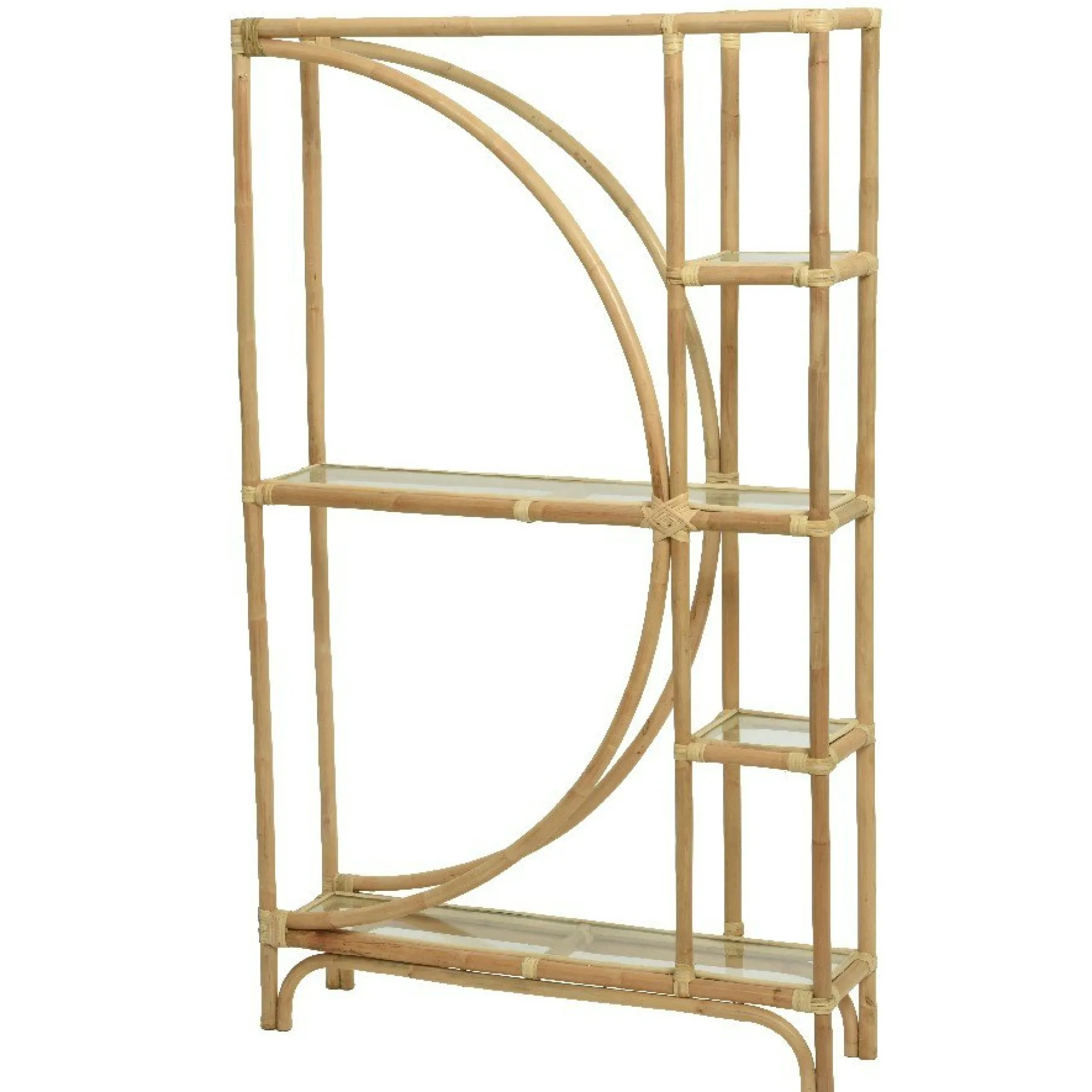 Etagère déstructurée en rotin et verre BALI