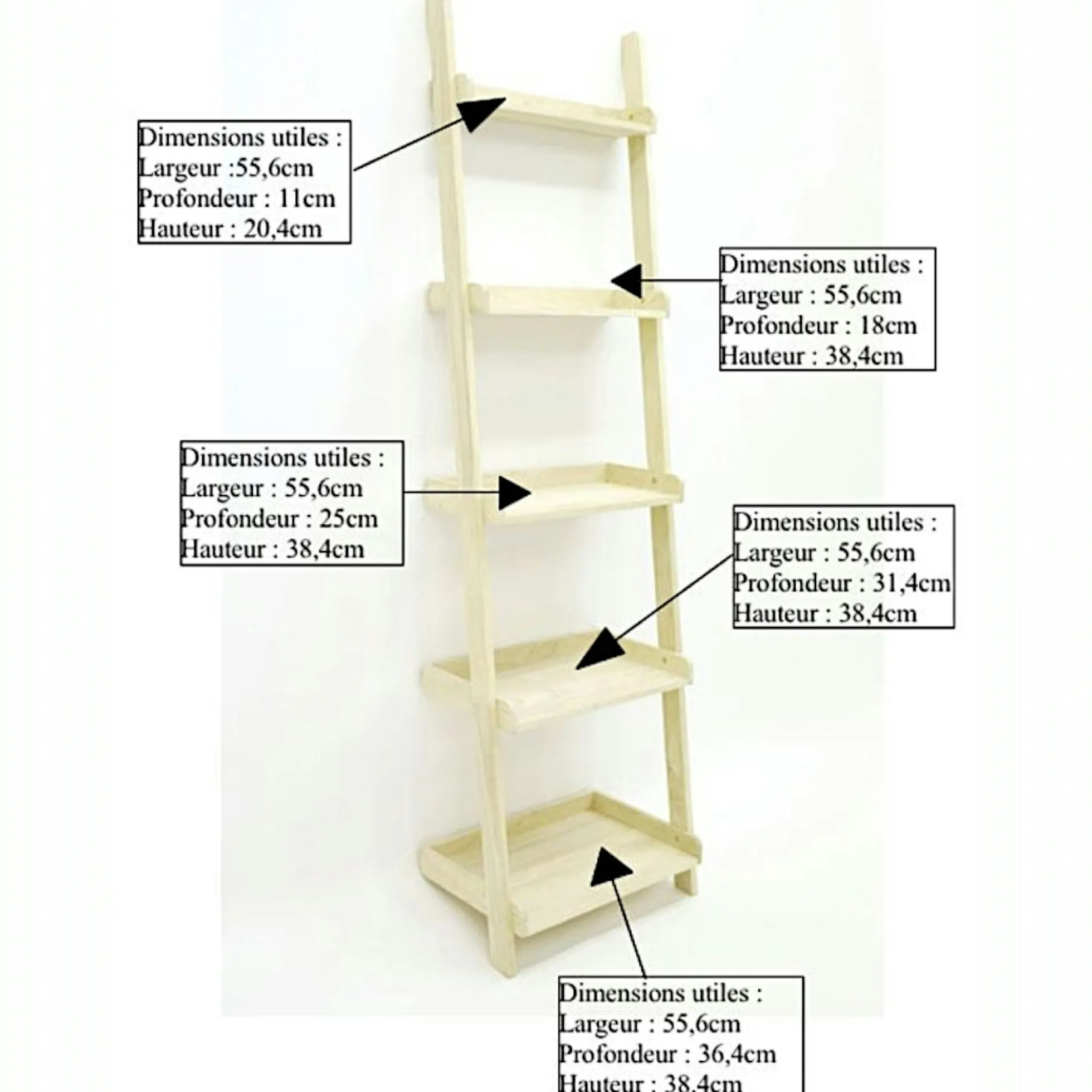Etagère escalier hévéa H190cm HELENA
