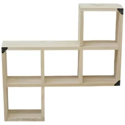 Etagère murale asymétrique hévéa 72x14x72cm MAORI