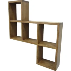 Etagère murale asymétrique hévéa 72x14x72cm MAORI