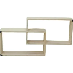 Etagère murale asymétrique hévéa 110x18x60cm MAORI
