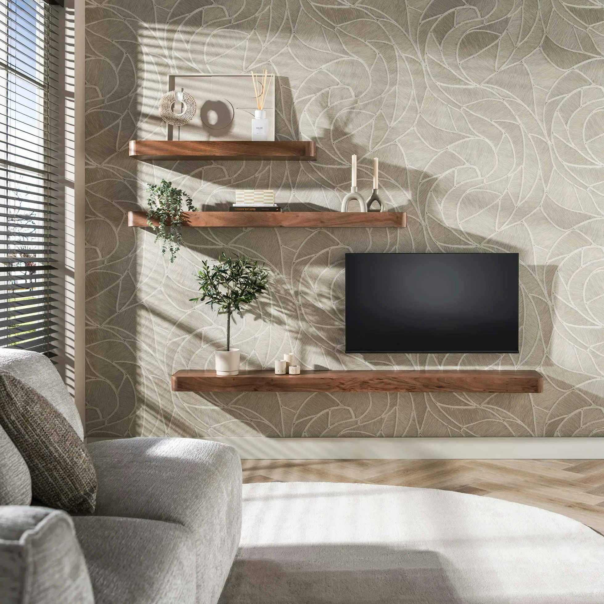 Etagère murale bois foncé plateau épais 100 cm NAKO