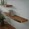 Etagère murale bois massif bordure naturelle 120 cm MELBOURNE