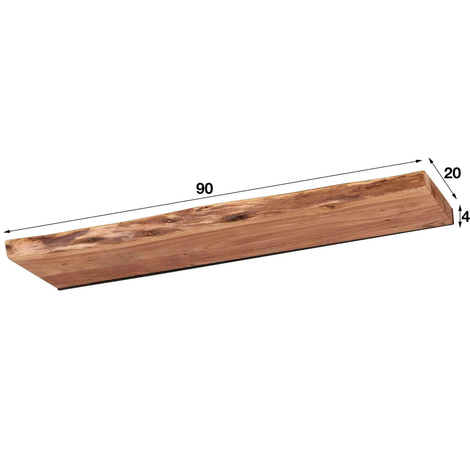 Etagère murale bois massif bordure naturelle 90 cm MELBOURNE