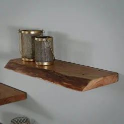 Etagère murale bois massif bordure naturelle 60 cm MELBOURNE