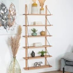 Etagère murale bois massif 6 plateaux (bois blanc) PALERME