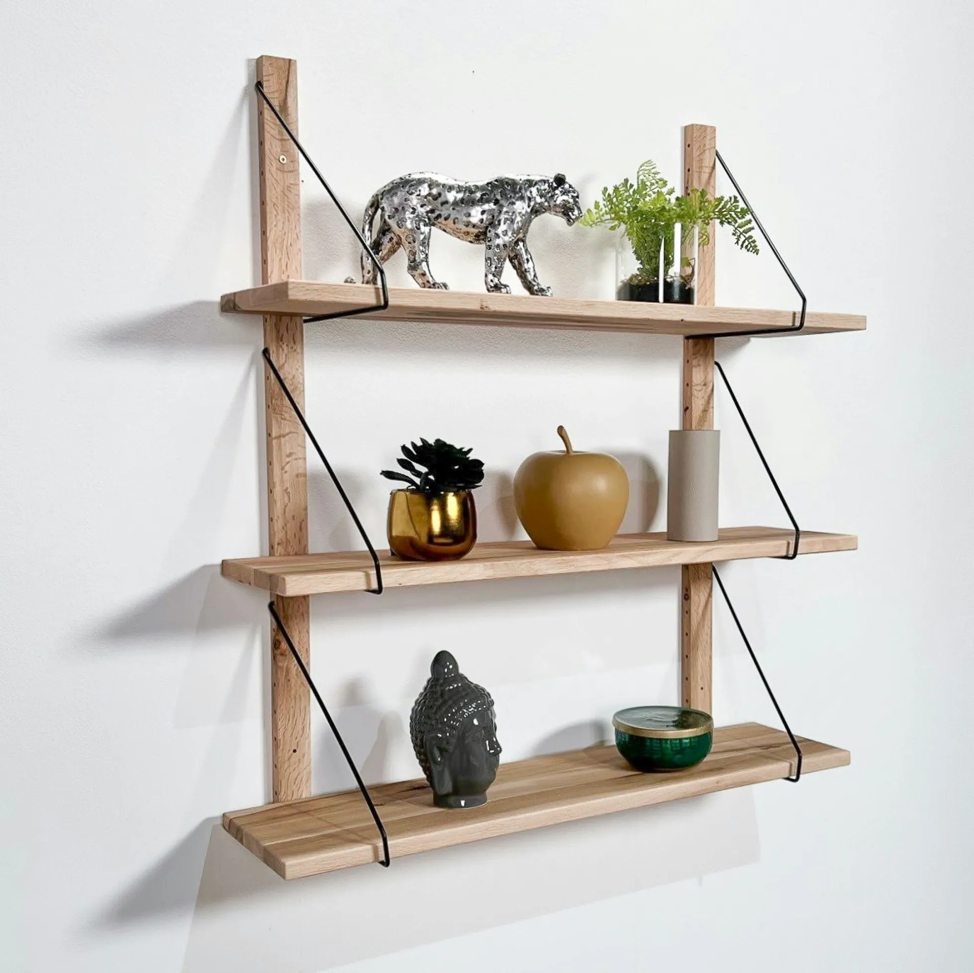 Etagère murale bois massif 3 plateaux (bois blanc) PALERME