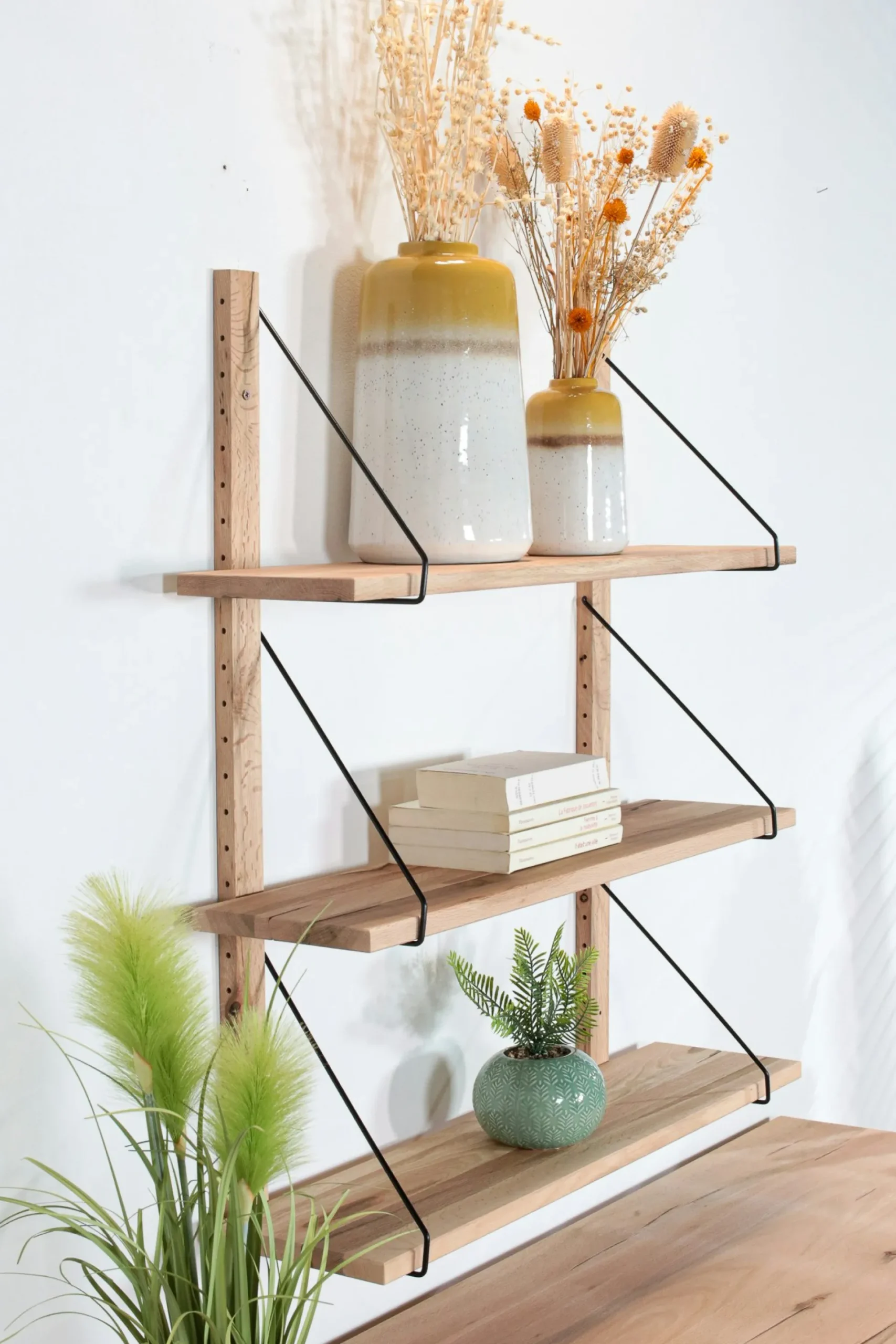 Etagère murale bois massif 3 plateaux (bois blanc) PALERME
