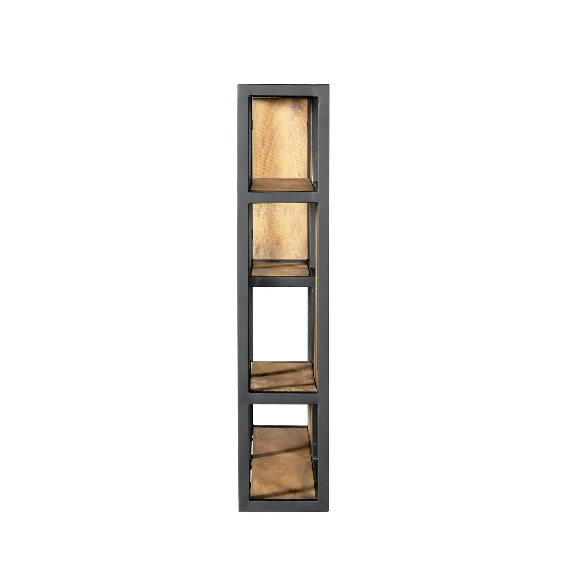 Etagère murale design carré bois clair métal noir RIVANO