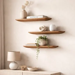 Etagère murale en bois de manguier 60 cm (lot de 3) ALMA