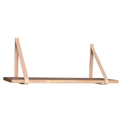 Etagère murale en bois et cuir brun 120 cm TALLINN