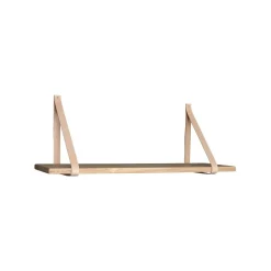 Etagère murale en bois et cuir brun 80 cm TALLINN