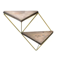 Etagère murale en bois et métal doré - forme triangle SITIA