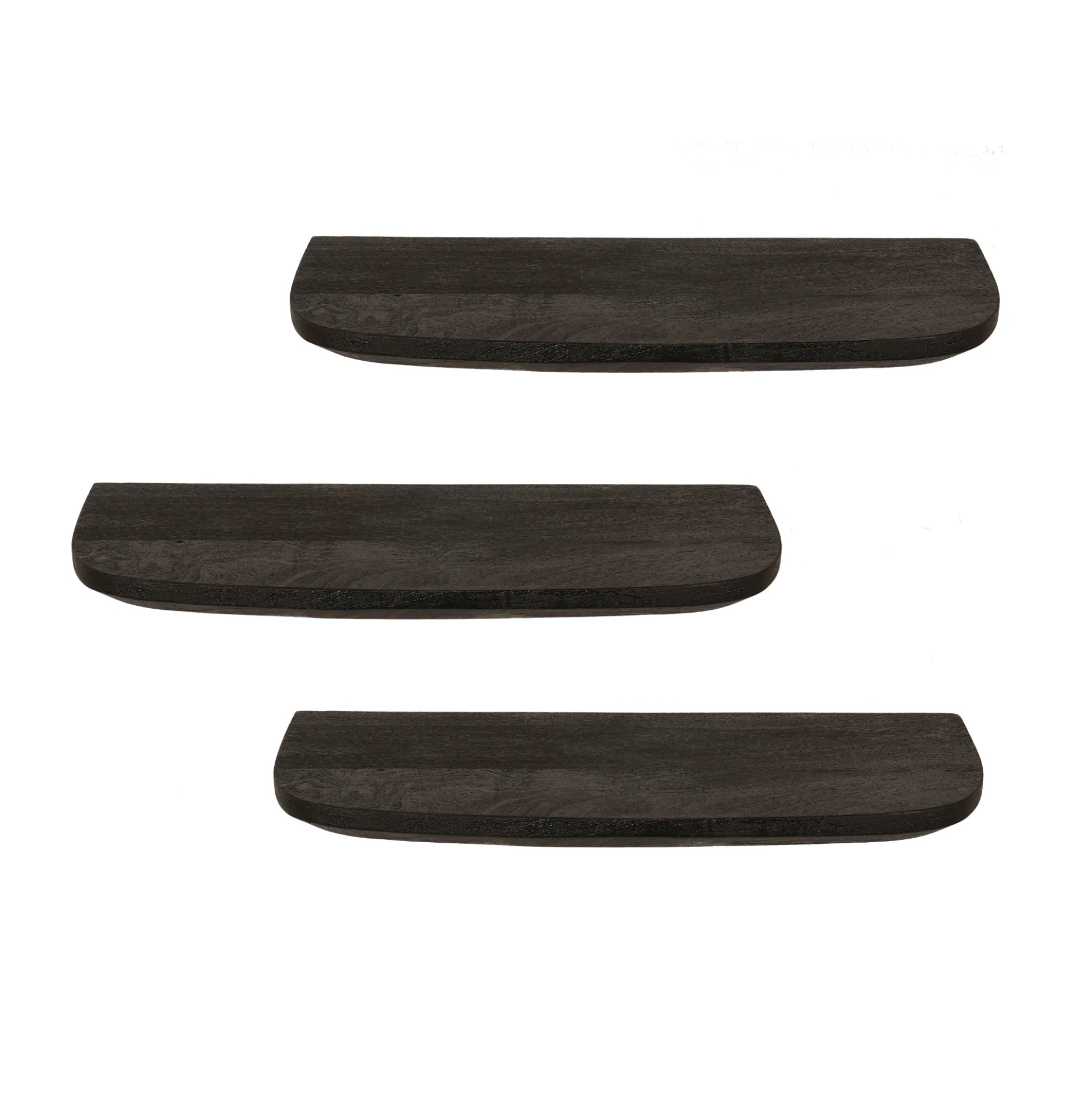 Etagère murale en bois noir 60 cm (lot de 3) ALMA