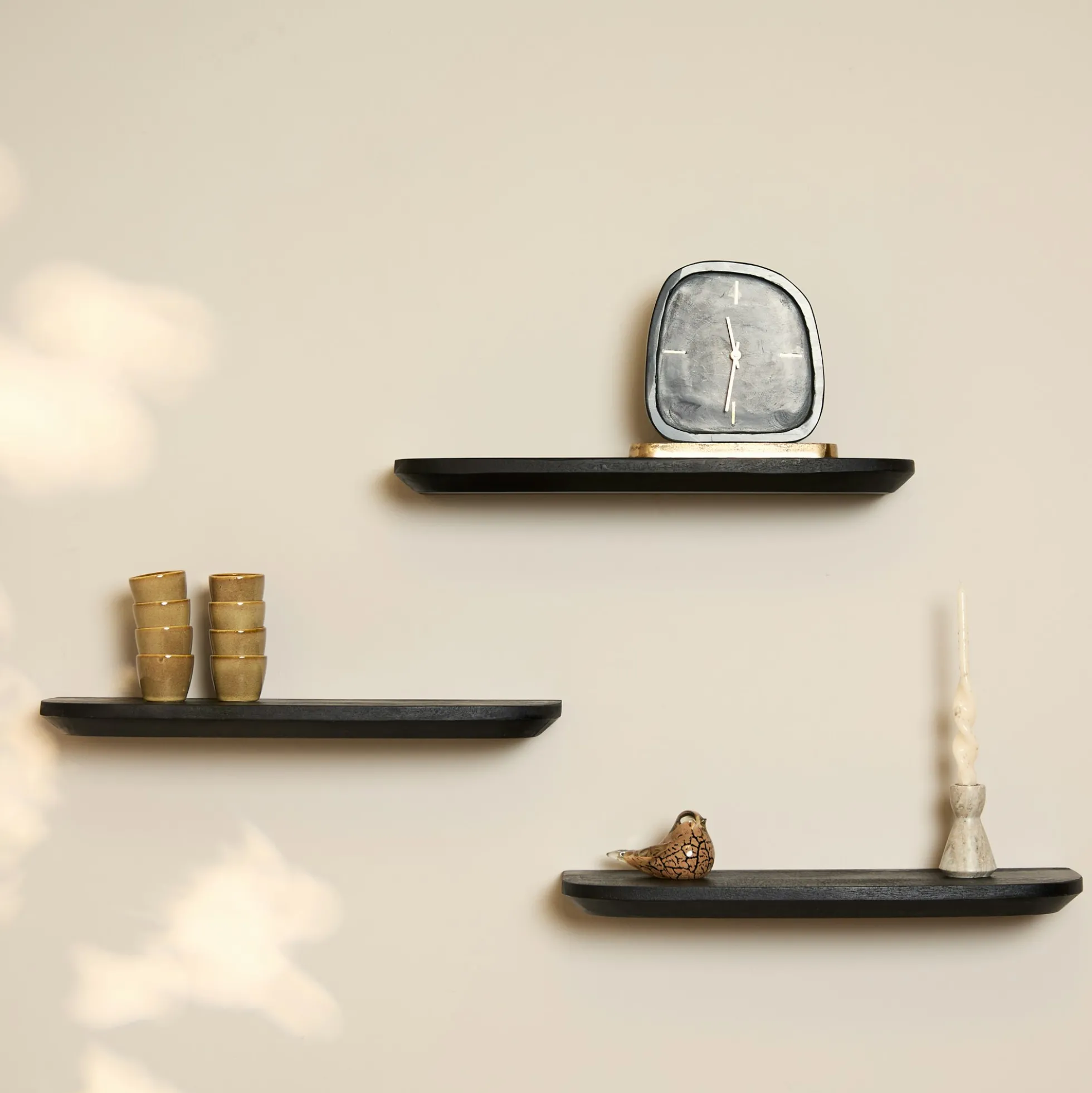 Etagère murale en bois noir 60 cm (lot de 3) ALMA