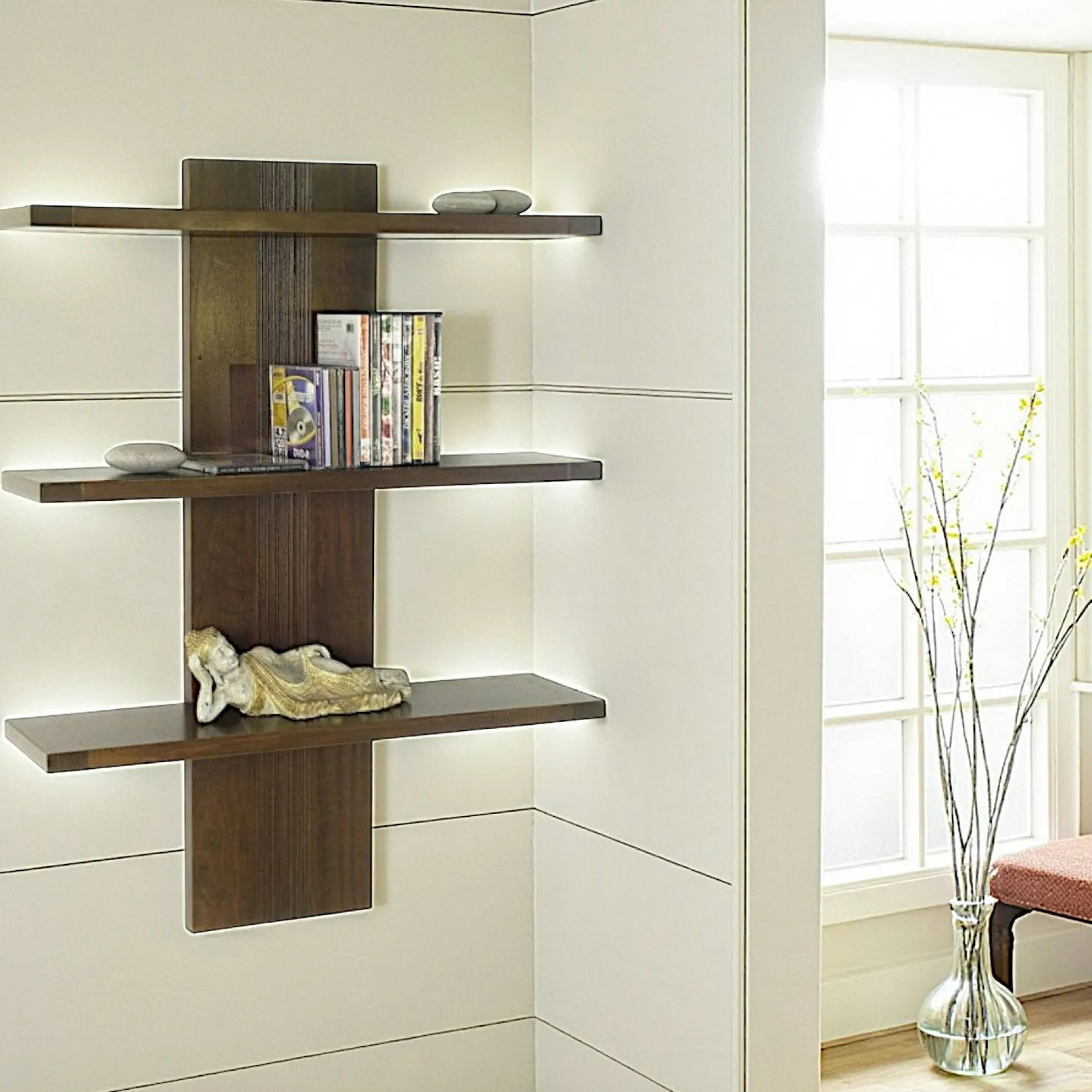 Etagère murale moderne hévéa massif 75cm GALA