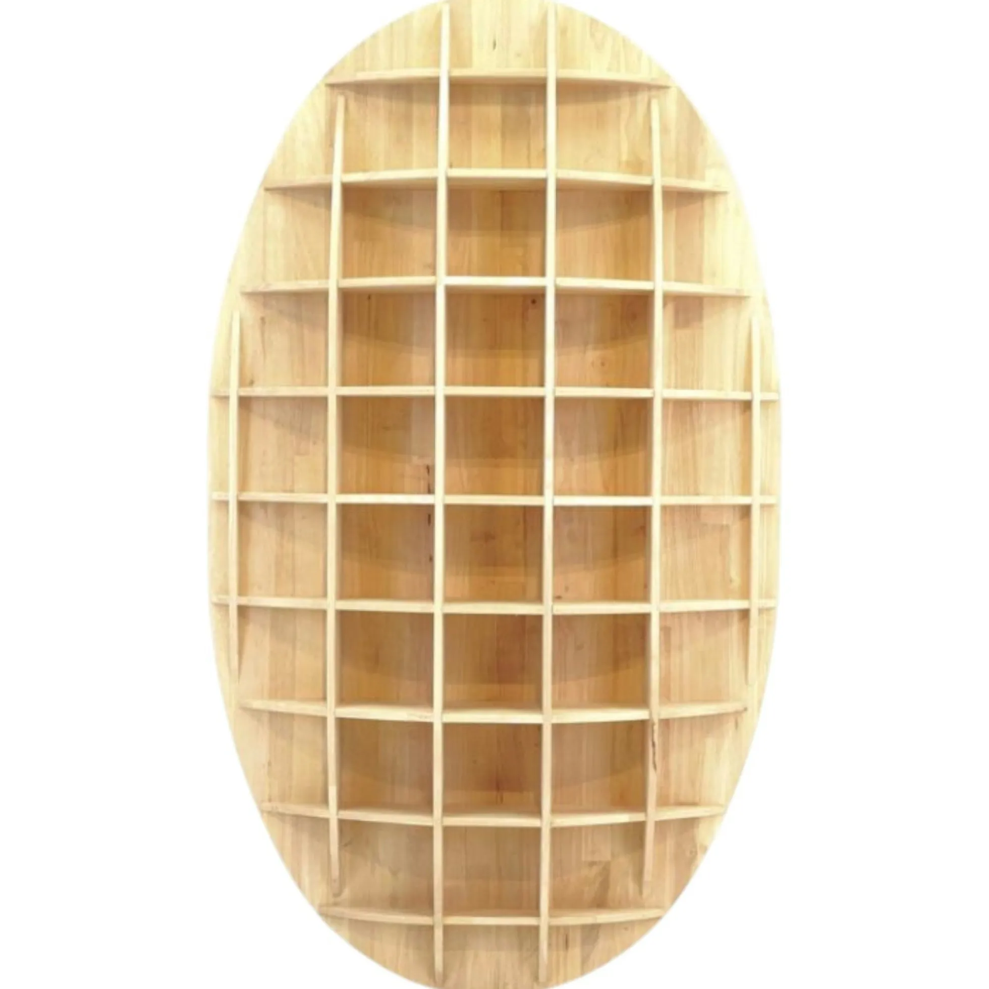 Etagère murale ovale range CD hévéa 150x18x90cmMAORI