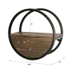 Etagère murale ronde bois d'acacia foncé 1 tiroir Ø50 cm NAKO