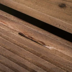 Etagère murale ronde bois d'acacia foncé 1 tiroir Ø50 cm NAKO