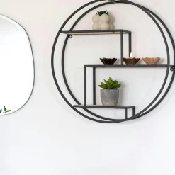 Etagère murale ronde en métal noir Ø62 cm TALLINN